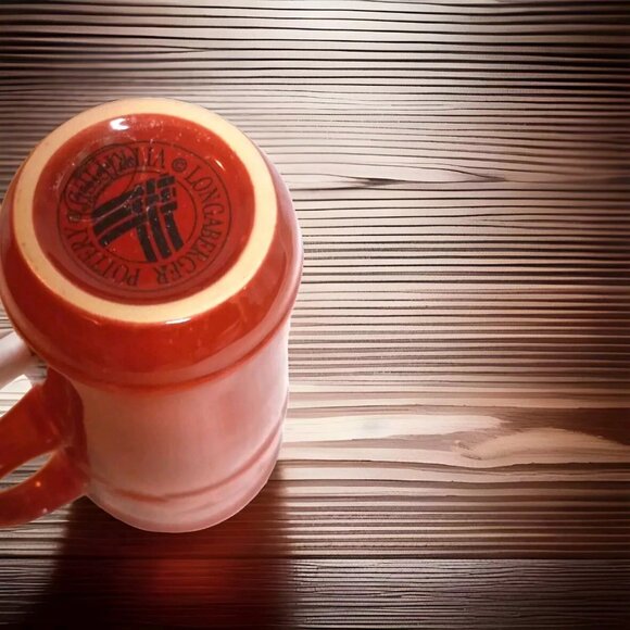 Longaberger Pottery ”MUG Tall Woven Traditions Paprika Red Mug/Cup 6 1/4 autumn - Picture 4 of 5